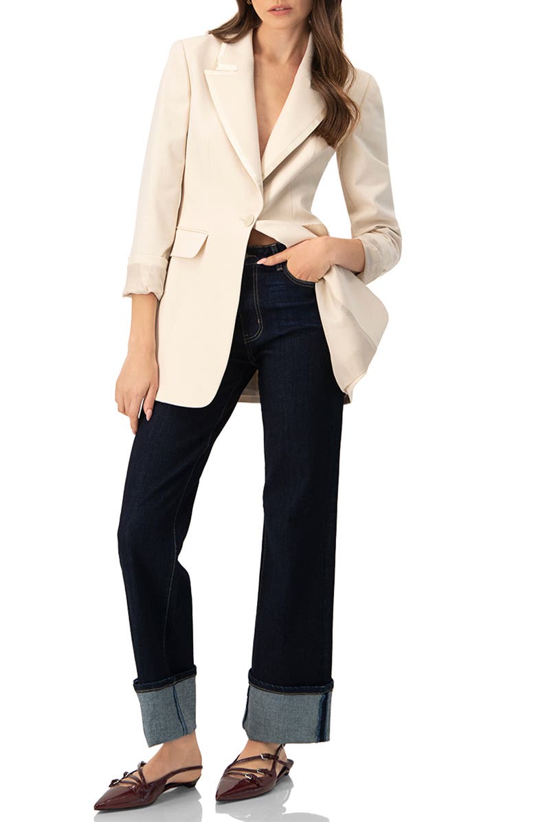 IVONNE Tailored Blazer With Satin Lapel, Alternate, color, Natural