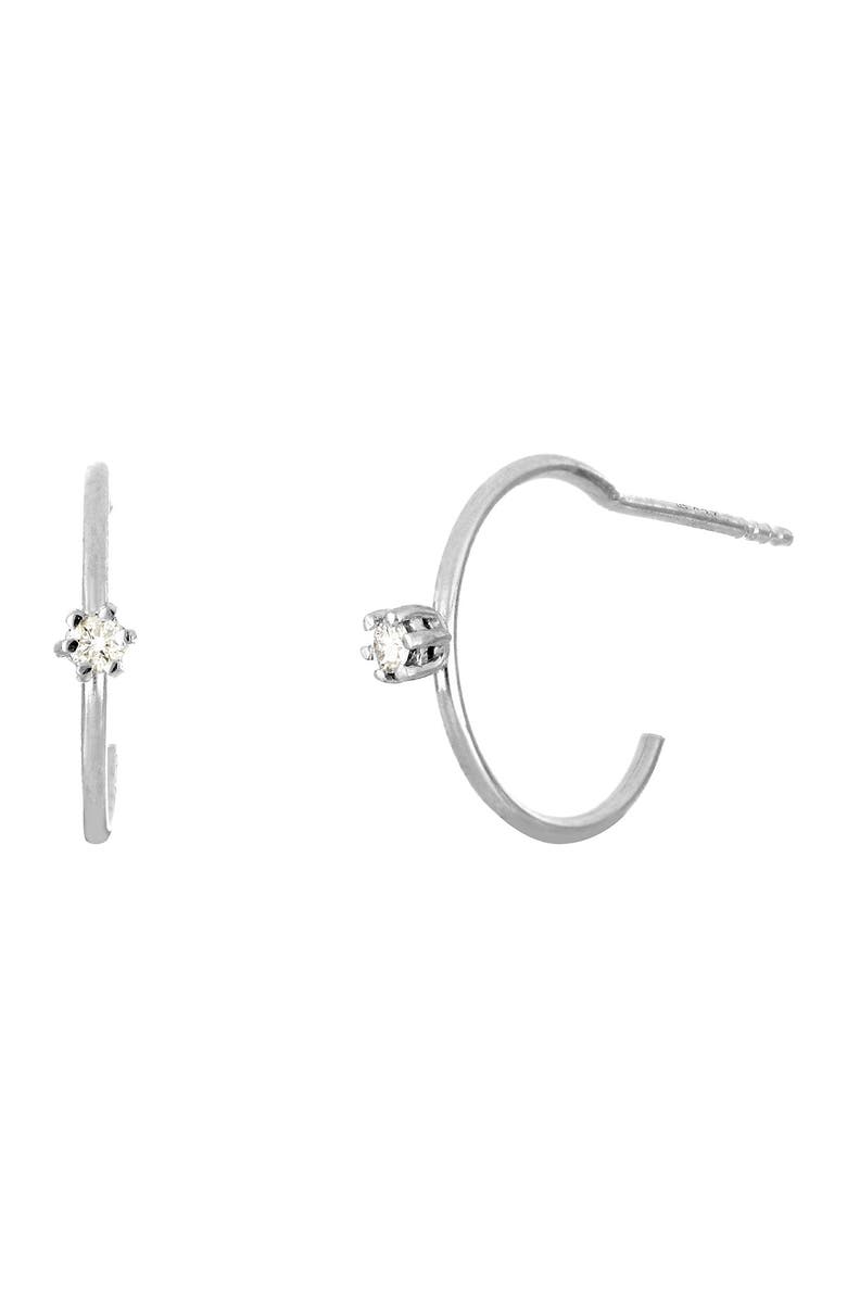 Bony Levy 18K White Gold Diamond Accent Huggie Earrings - 0.06 ctw, Main, color,