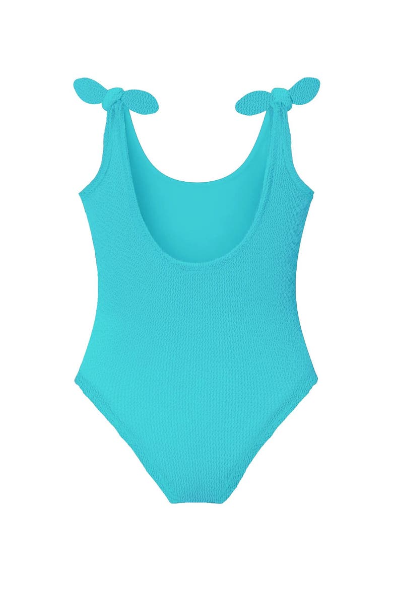 Crinkle Bow Tie One Piece, Alternate, color, Turquoise