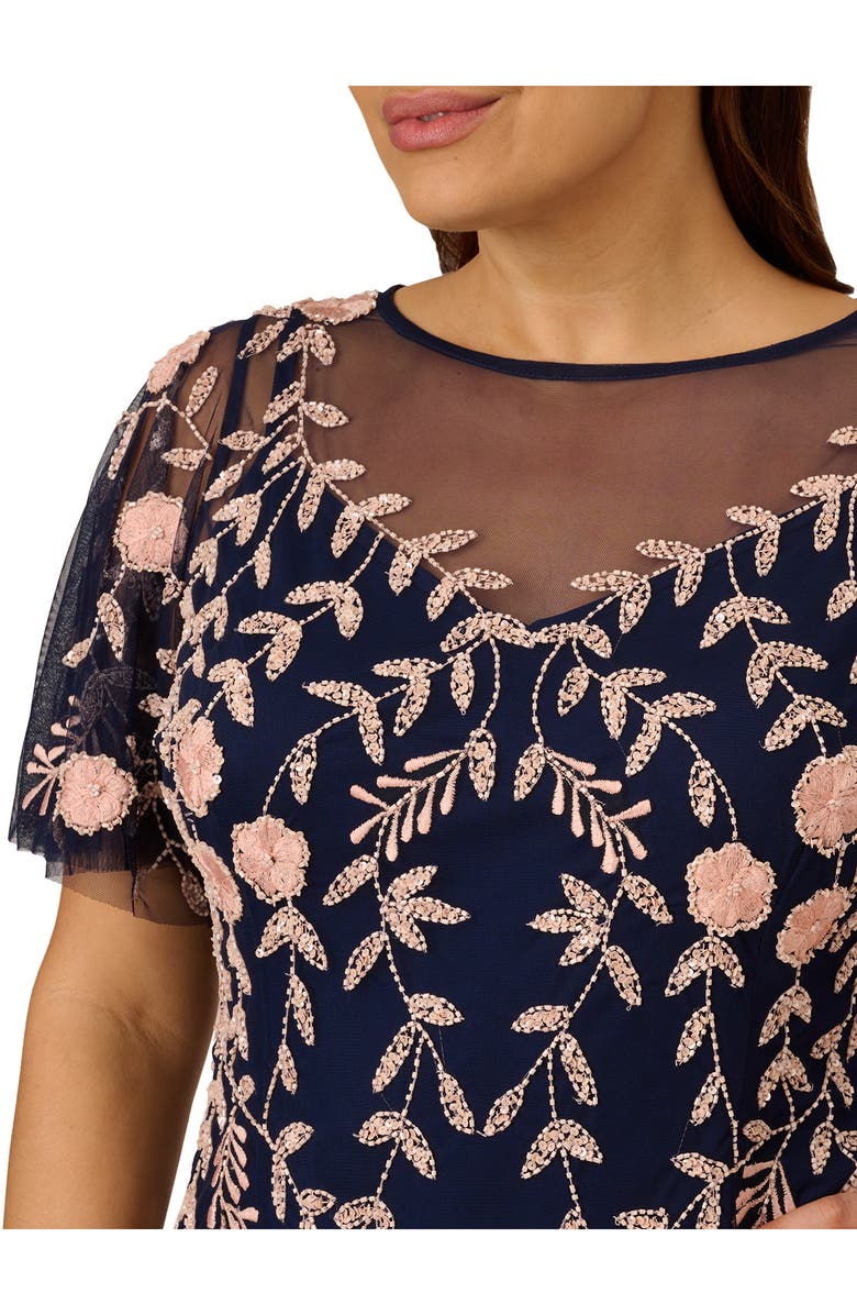 Adrianna Papell Embellished Flutter Sleeve Sheath Dress, Alternate, color, 