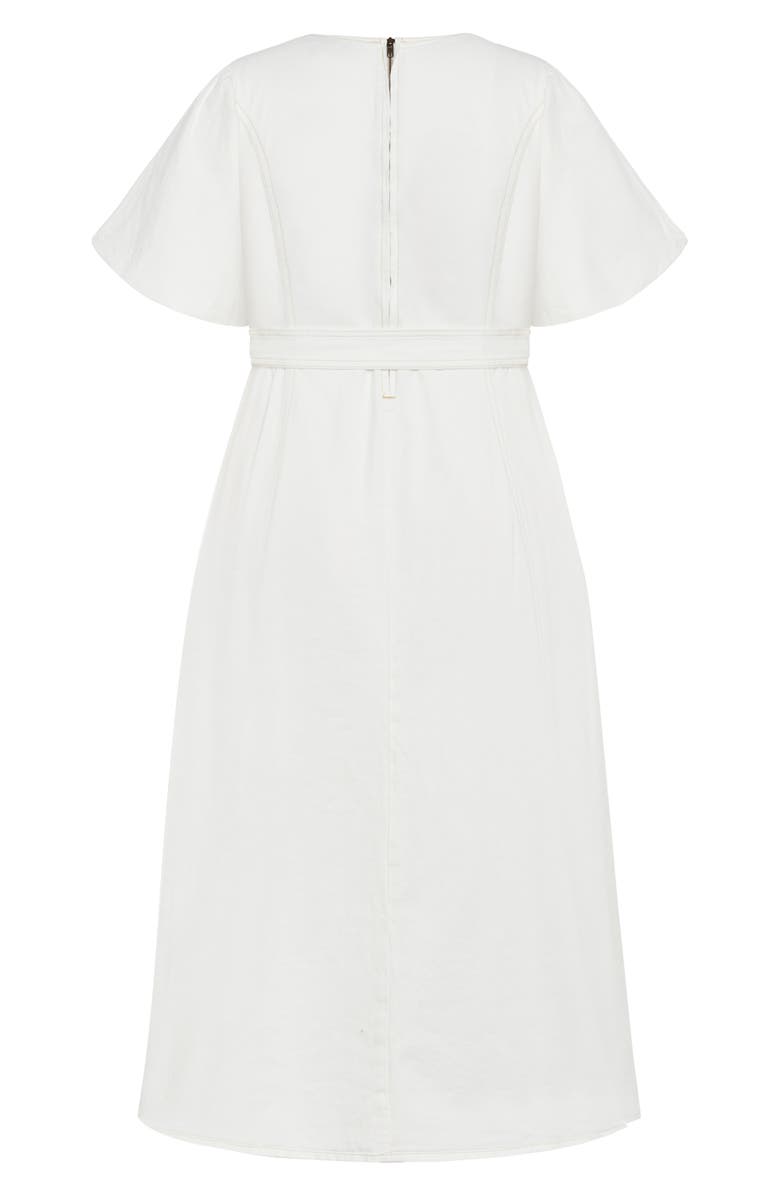 City Chic Delilah Flutter Sleeve Denim Midi Dress, Alternate, color,