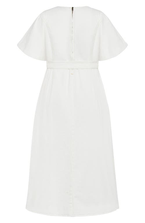 City Chic Delilah Flutter Sleeve Denim Midi Dress