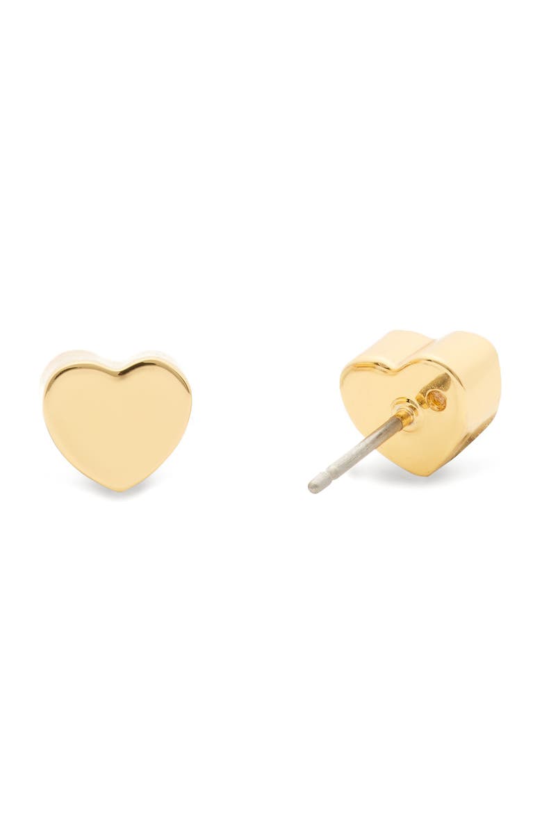 heart stud earrings, Alternate, color, GOLD