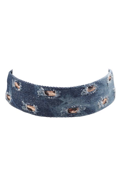 Distressed Denim Choker