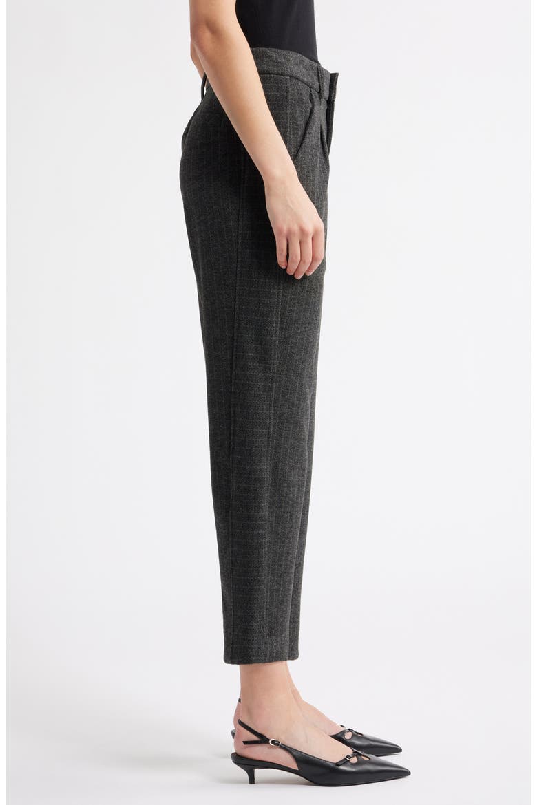 Skyrise Pleated Herringbone Twill Straight Leg Ankle Trousers, Alternate, color, CHARCOAL WHEAT MULTI