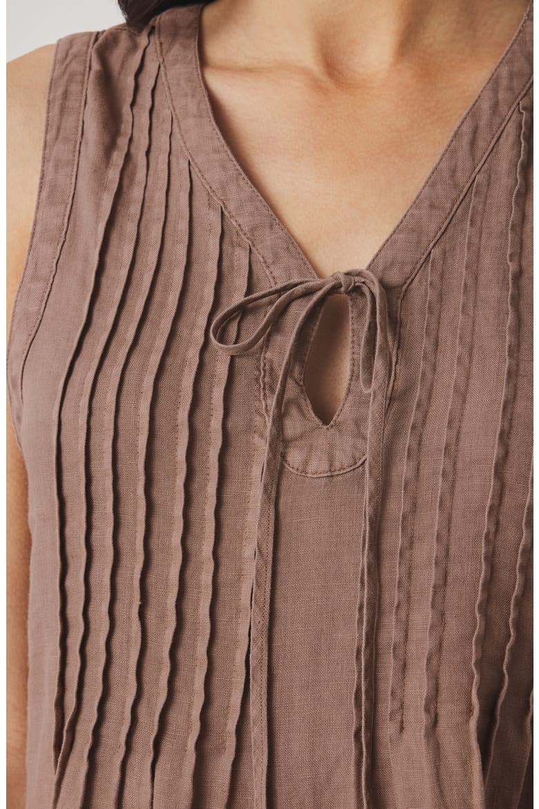 Stella Pintuck Detail Linen Minidress, Alternate, color, WICKER BEIGE