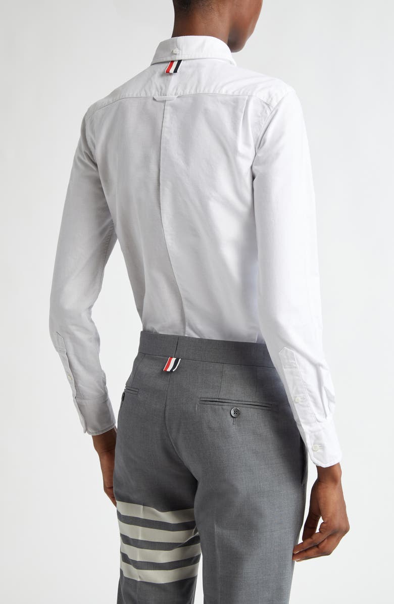 Thom Browne Two-Tone Cotton Button-Down Shirt, Alternate, color, 