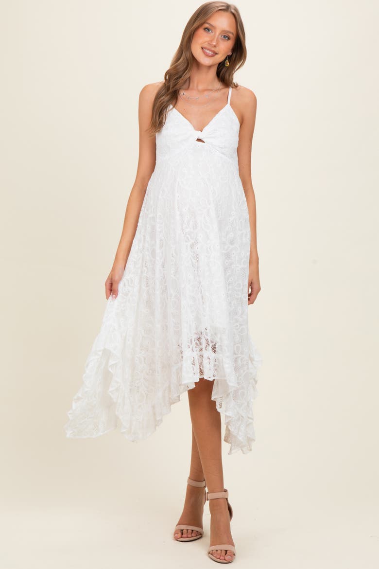 Twist Front Lace Maxi Dress, Alternate, color, Ivory