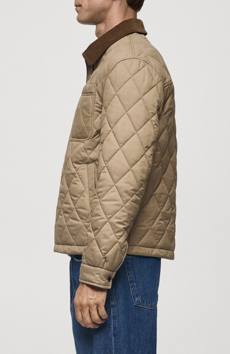 MANGO Corduroy Collar Quilted Jacket, Alternate, color,