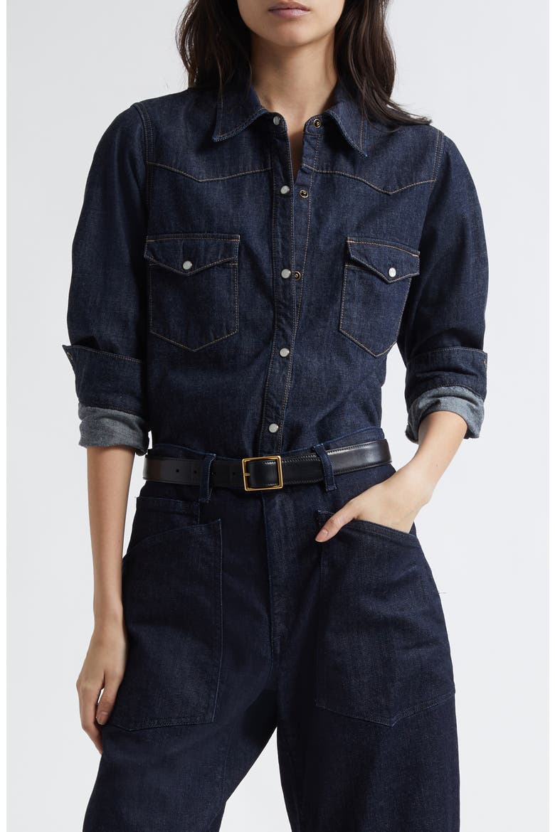 Travis Long Sleeve Chambray Shirt, Main, color, INDIGO RINSE