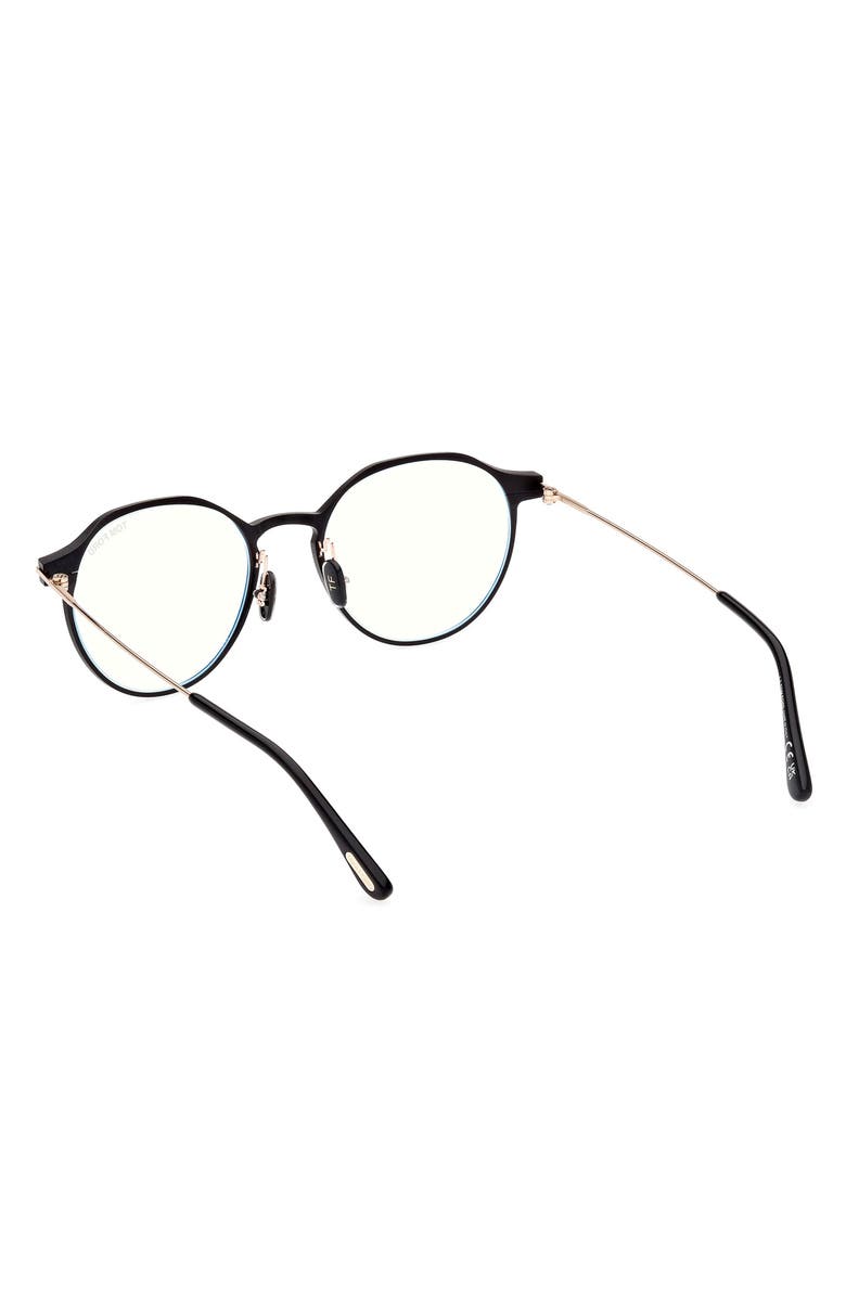 TOM FORD 52mm Round Blue Light Blocking Glasses, Alternate, color, 