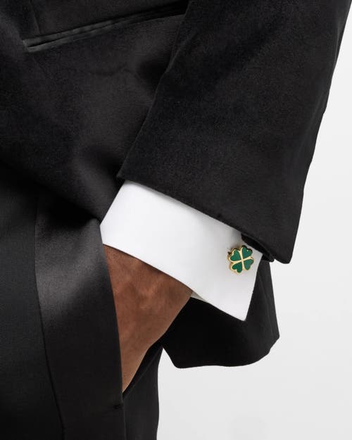 Jan Leslie Four Leaf Clover Sterling Silver Gold Vermeil Cufflinks In Gold
