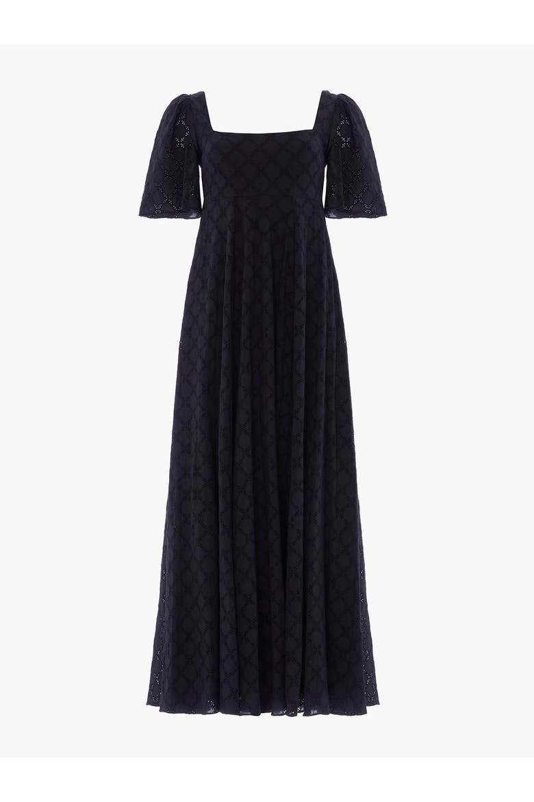 Marisol Cotton Broderie Ankle Gown, Alternate, color, Jet Black