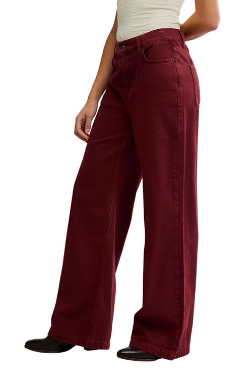 Free People Stride High Waist Wide Leg Jeans In Burgundy
