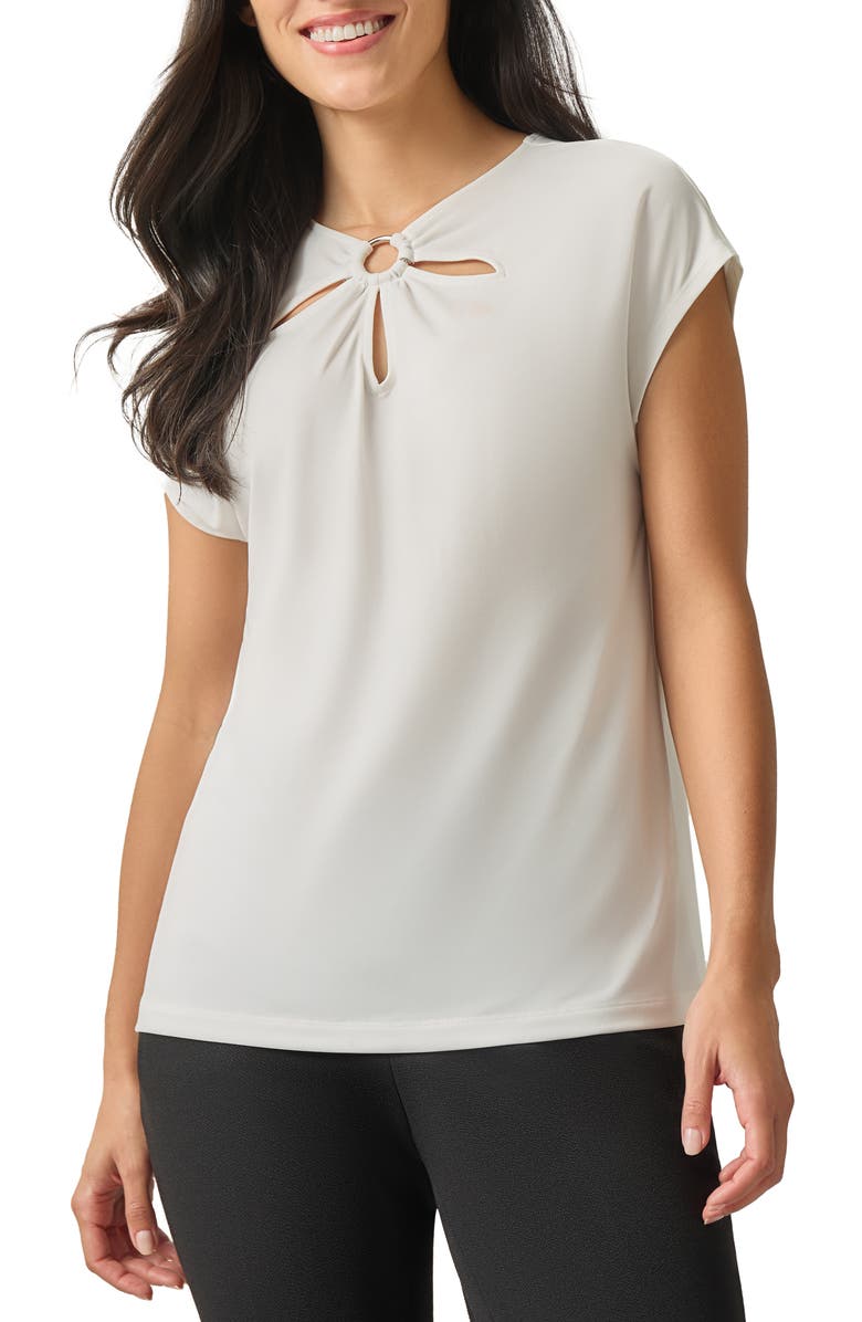 KASPER Floral O-Ring Cutout Top, Main, color,