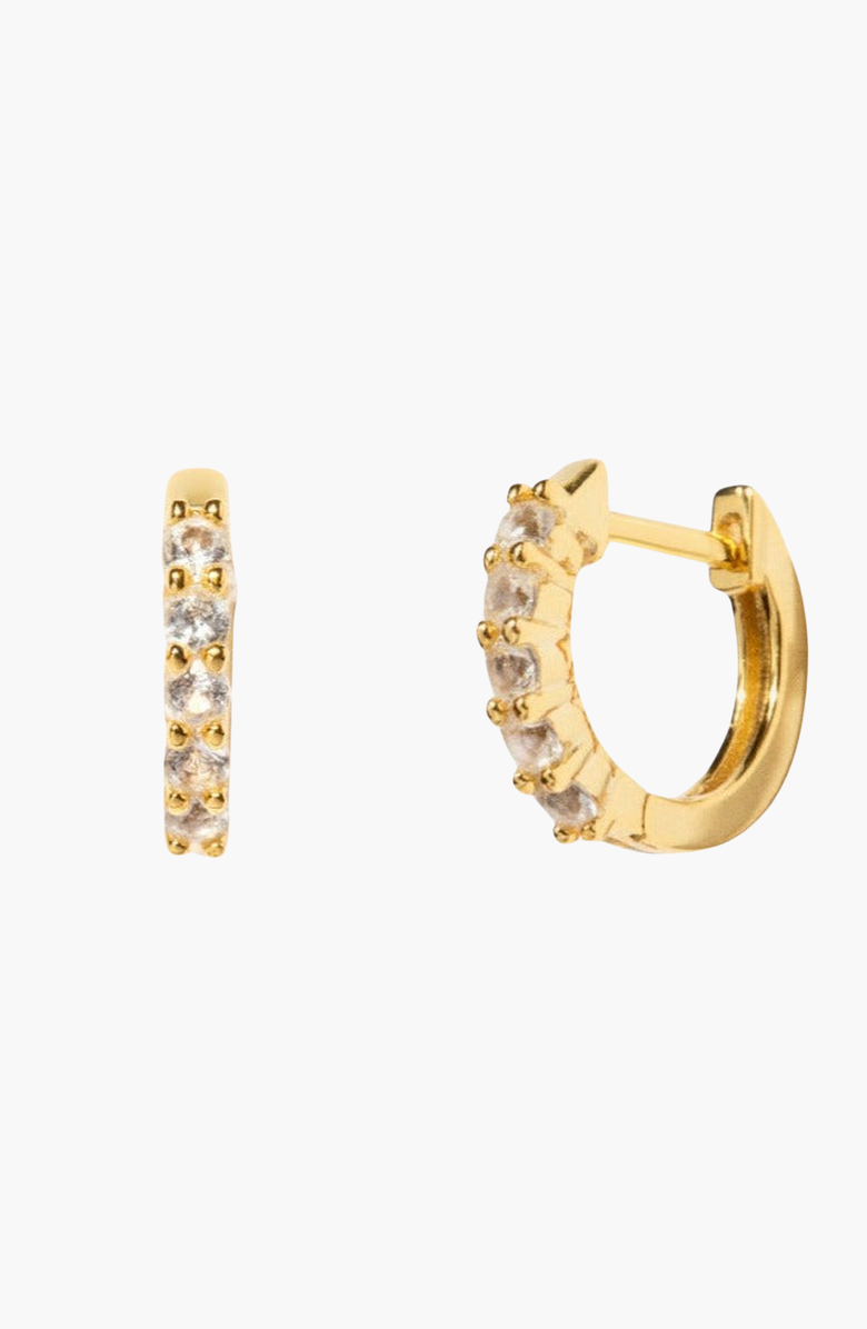 Little Sky Stone Birthstone Huggies, Main, color, Moissanite / April