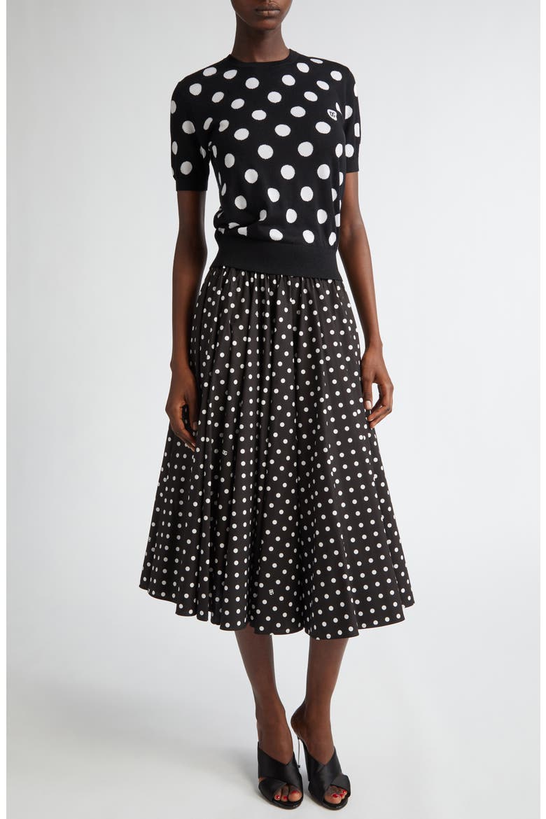 Polka Dot Cotton Circle Skirt, Alternate, color, HNZQW POIS PICC 0 8 F.NERO