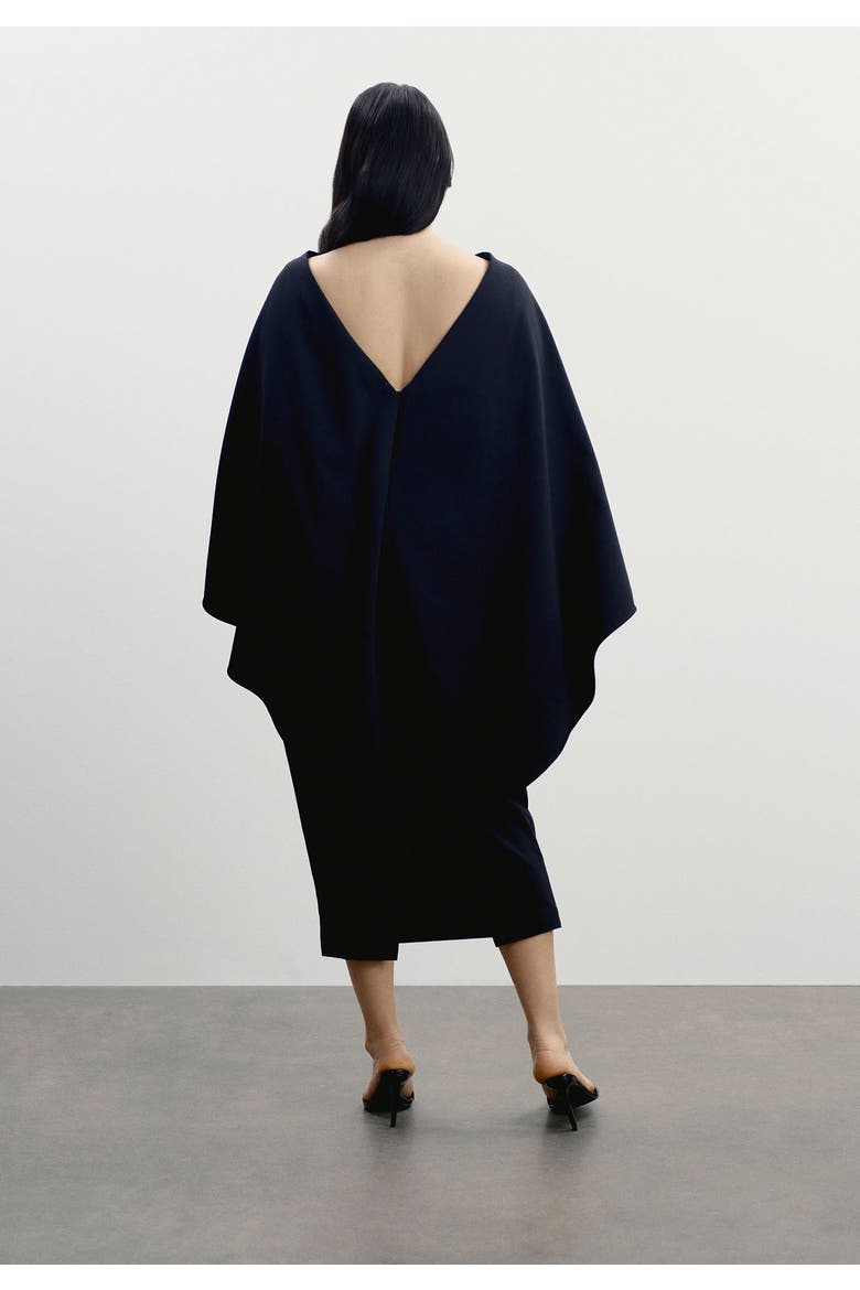 Structured Cape Midi Dress, Alternate, color, BLACK BEAUTY