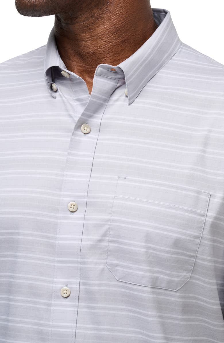 TravisMathew On the Table Stripe Short Sleeve Stretch Button-Up Shirt, Alternate, color, Micro Chip