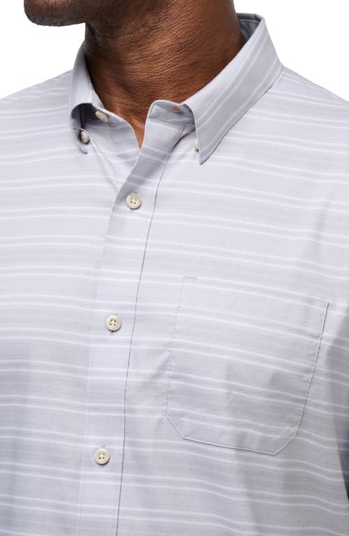 Travismathew On The Table Stripe Short Sleeve Stretch Button-up Shirt In Micro Chip