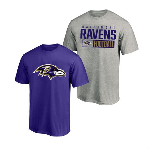 Men's Fanatics  Heather Gray/Purple Baltimore Ravens Big & Tall 2-Pack T-Shirt Set