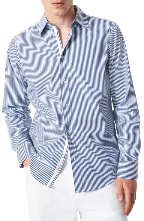 Patrick Stripe Stretch Poplin Button-Up Shirt