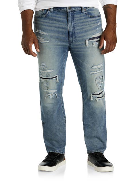 Big & Tall Worn-In Rip and Repair Tapered-Fit Jeans
