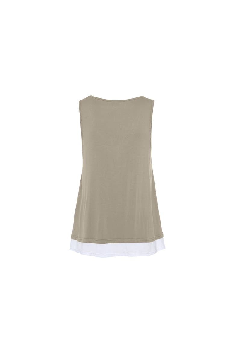 Layered Look Sleeveless Top, Alternate, color, Khaki & White