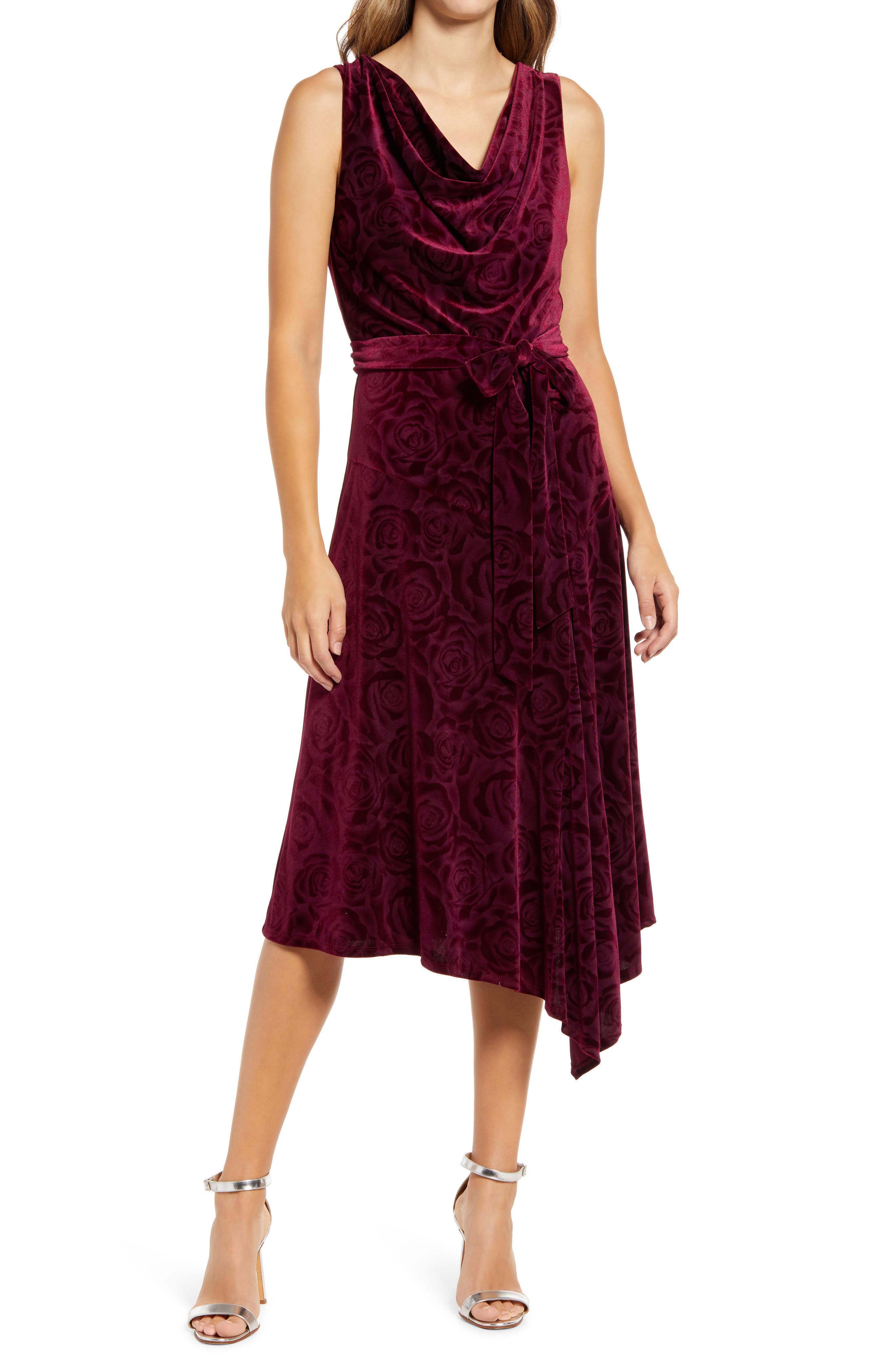 Donna Ricco Cowl Neck Sleeveless A-Line Dress