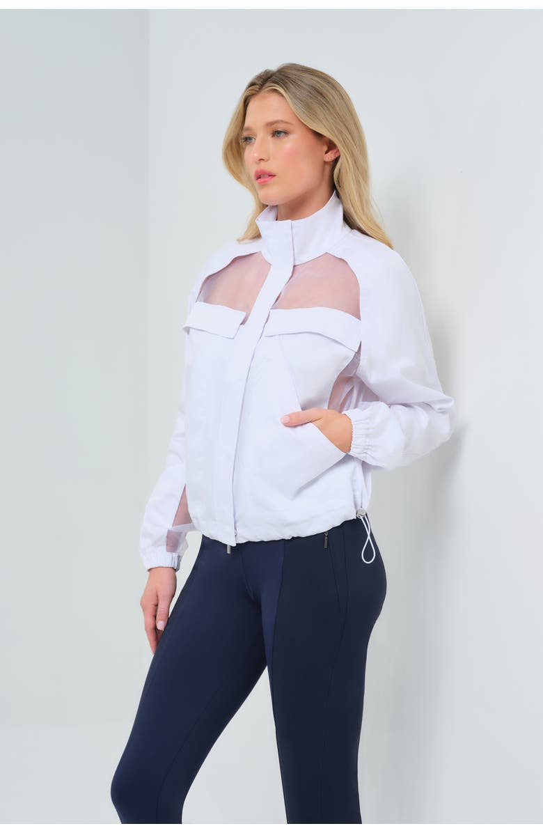 Anatomie Crystal Stretch Poplin & Organza Jacket, Alternate, color, White