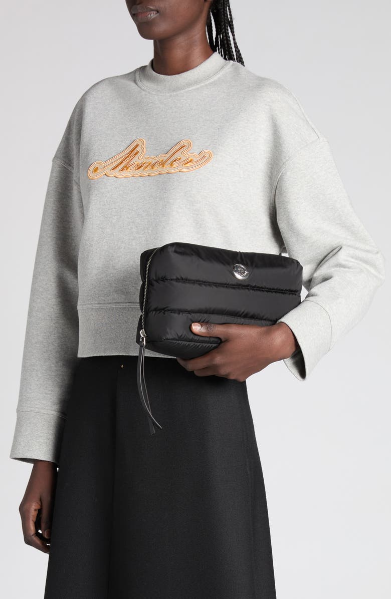 Moncler Caradoc Quilted Nylon Cosmetics Case, Alternate, color, Black