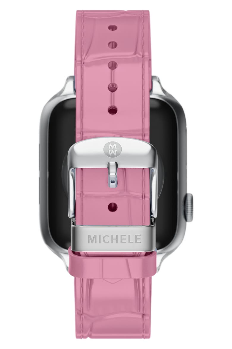 Croc Embossed Leather 20mm Apple Watch® Watchband, Alternate, color, PINK