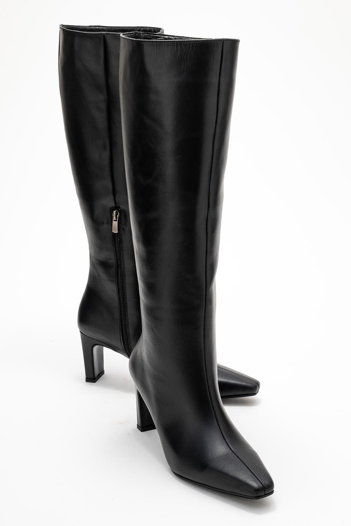 Forever & Always Shoes Velencia Leather Knee High Boot, Alternate, color, Black Leather