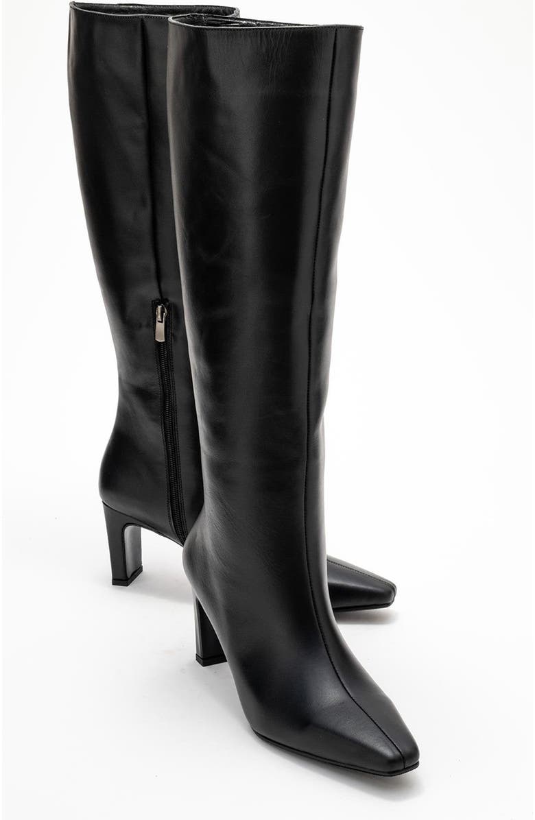 Forever & Always Shoes Velencia Leather Knee High Boot, Alternate, color, Black Leather