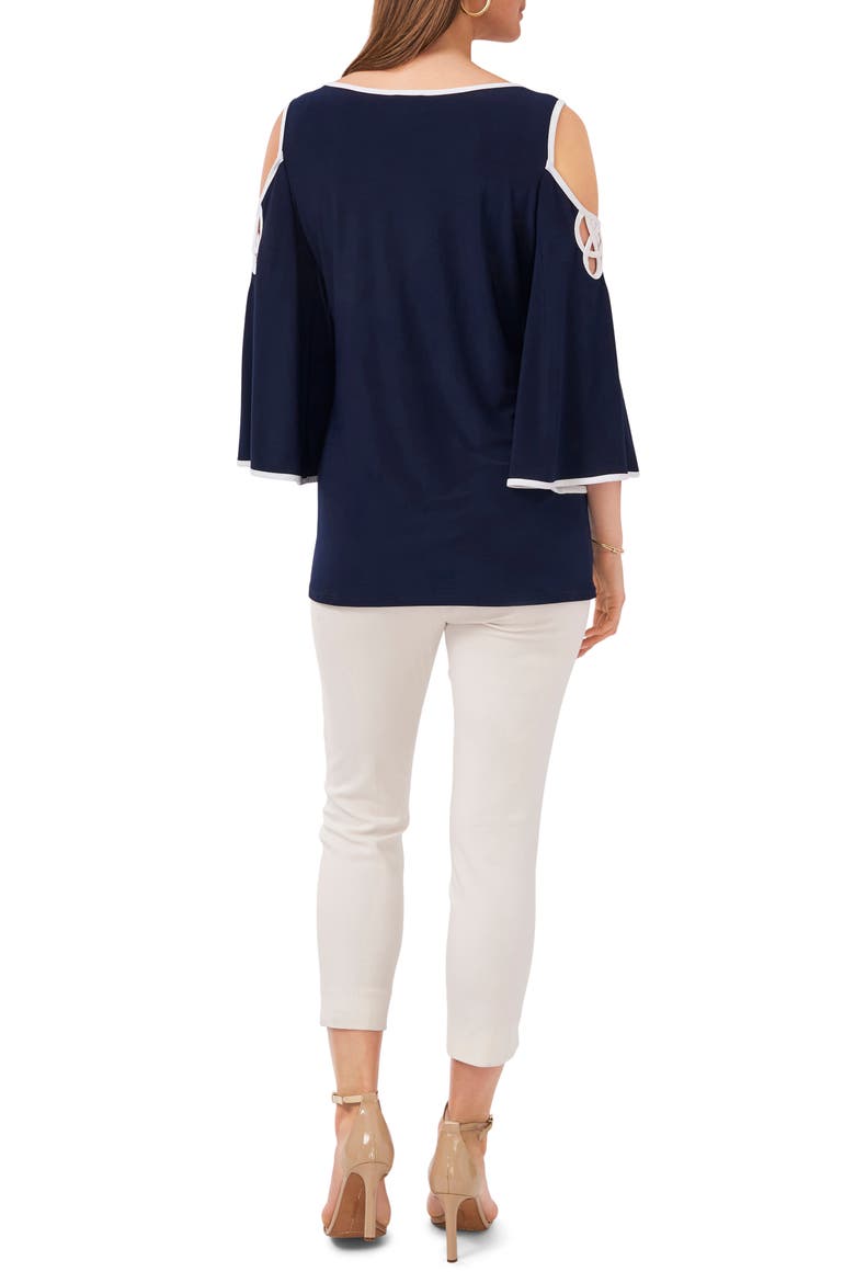 Cold Shoulder V-Neck Top, Alternate, color, CLASSIC NAVY