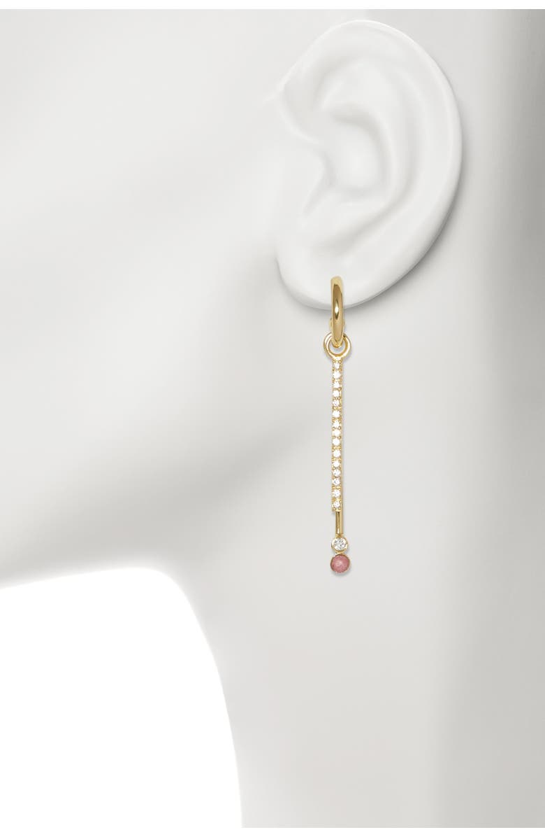 Sole Society Pink Aventurine Accent Double Stick Huggie Earrings, Alternate, color, 