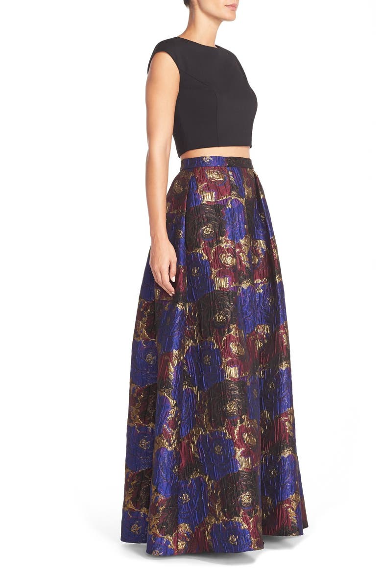 Two-Piece Jacquard Ballgown, Alternate, color, PURPLE MULTI