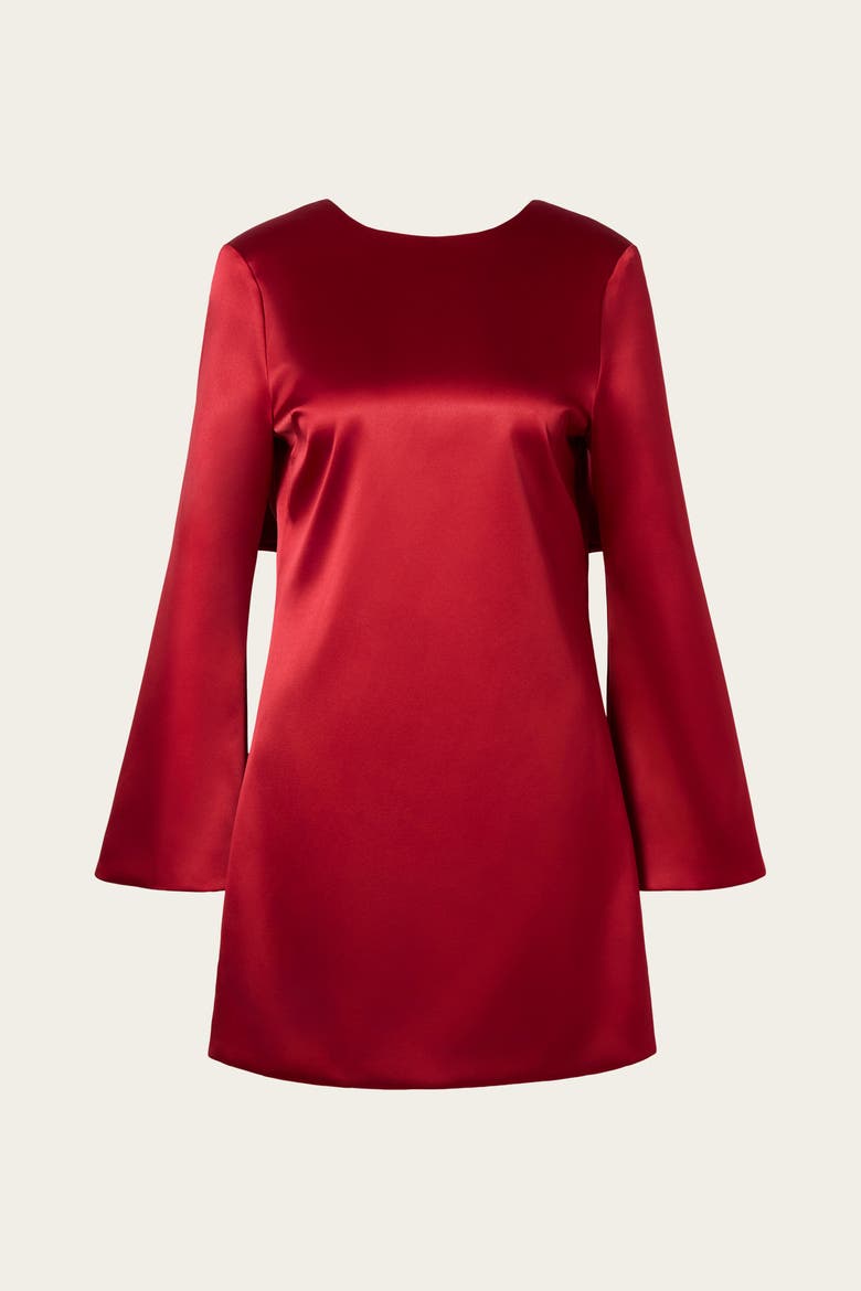 Elna Bow Detailed Mini Dress, Alternate, color, Deep Red