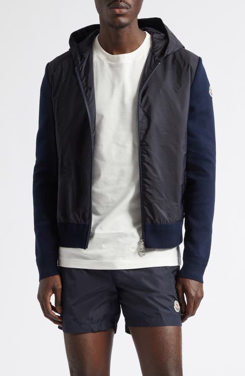 Mixed Media Hooded Cardigan