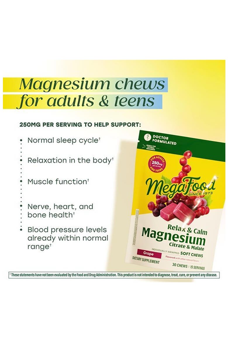 Relax & Calm Magnesium Complex with Magnesium Citrate & Malate, Doctor Formulated, Vegetarian, 30 Grape Soft Chews, Alternate, color, None