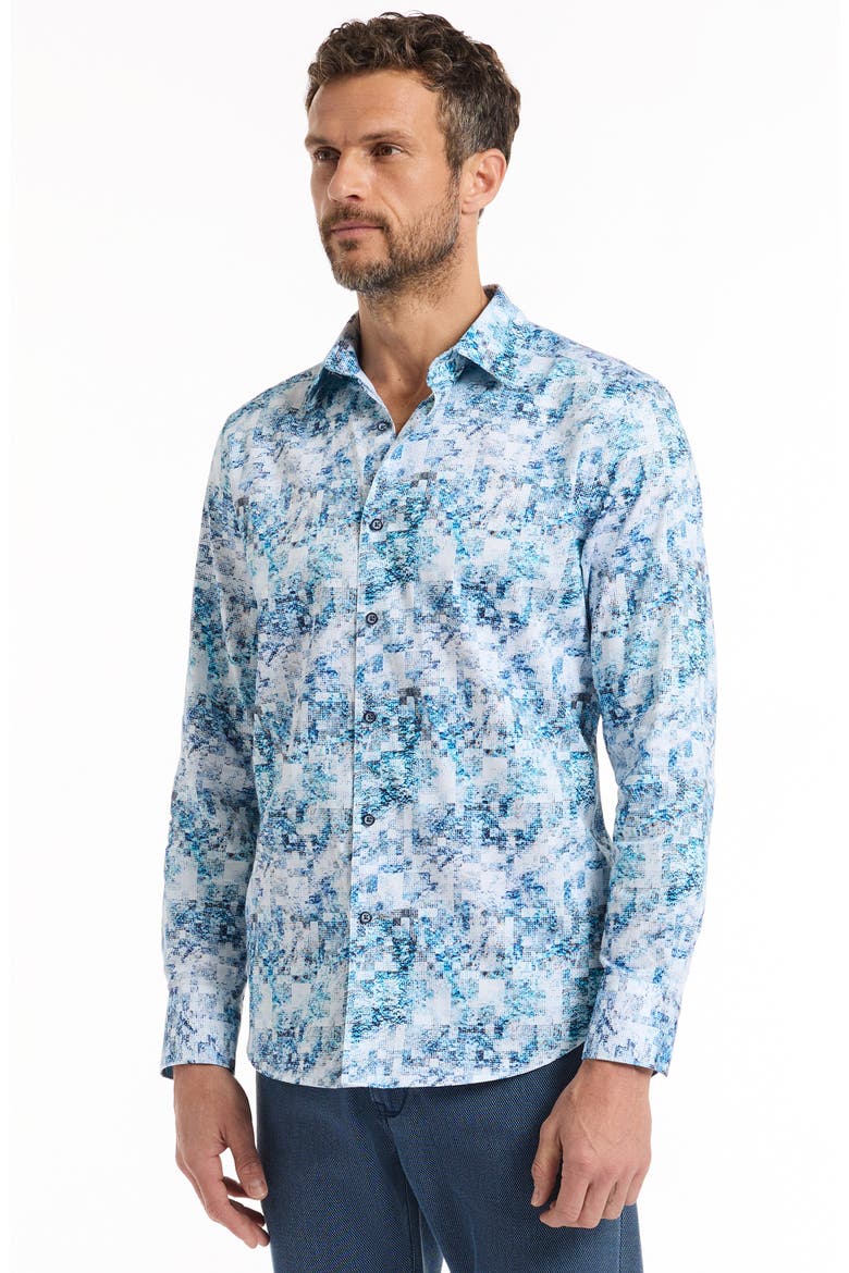 Long Sleeve Button-Up Shirt, Alternate, color, BLUE