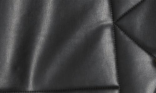 Truth Faux Leather Cap Sleeve Quilted Vest In Black