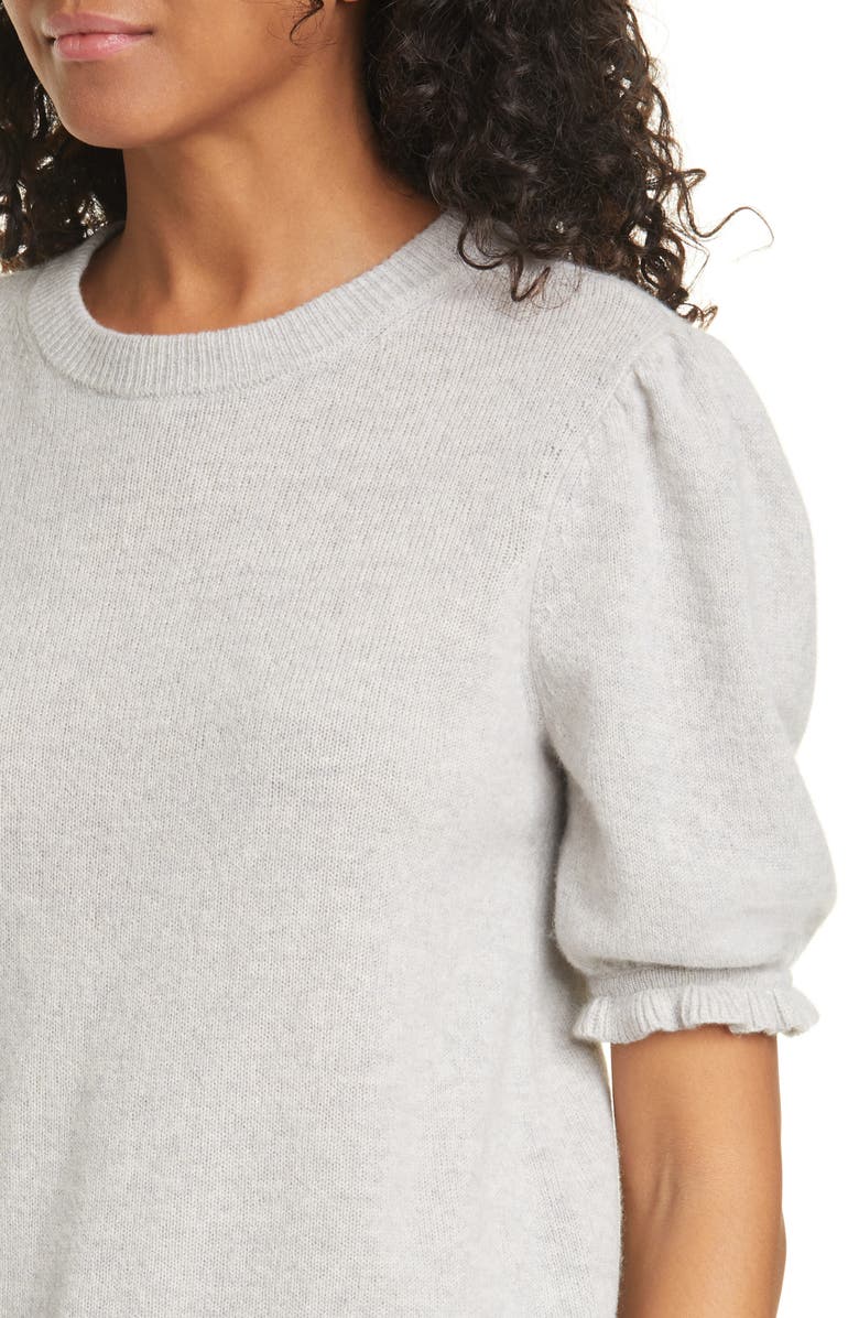 FRAME Ruffle Puff Sleeve Recycled Cashmere Sweater, Alternate, color, 