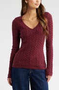 BP. Cable Stitch V-Neck Sweater