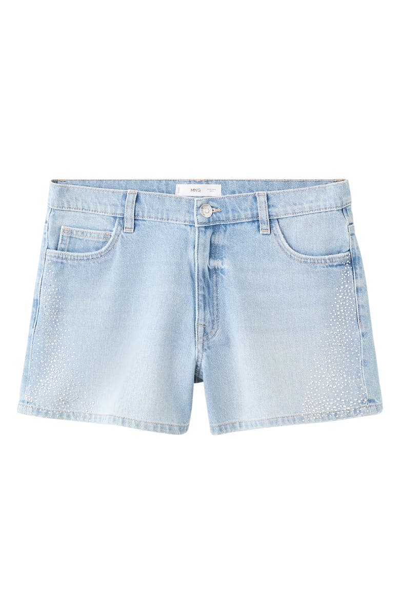 MANGO TEEN Glitter Denim Shorts, Alternate, color,