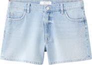 MANGO TEEN Glitter Denim Shorts