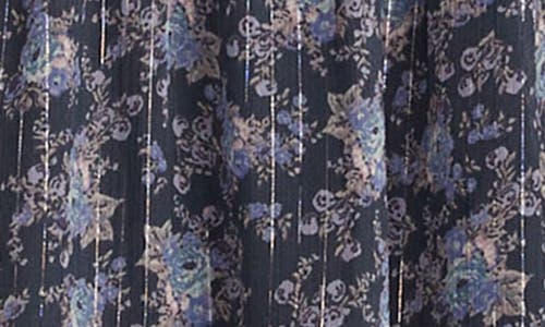Lucky Brand Floral Print Long Sleeve Maxi Dress In Blue