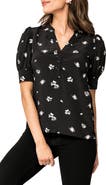 GIBSONLOOK Floral Print Woven Henley Blouse