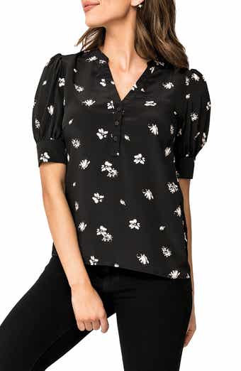 GIBSONLOOK Floral Print Woven Henley Blouse