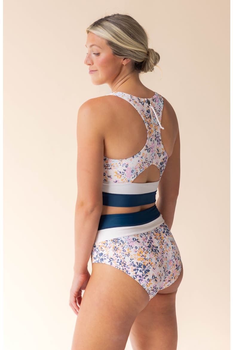 Cut Back Crop Swim Top, Alternate, color, Caspian